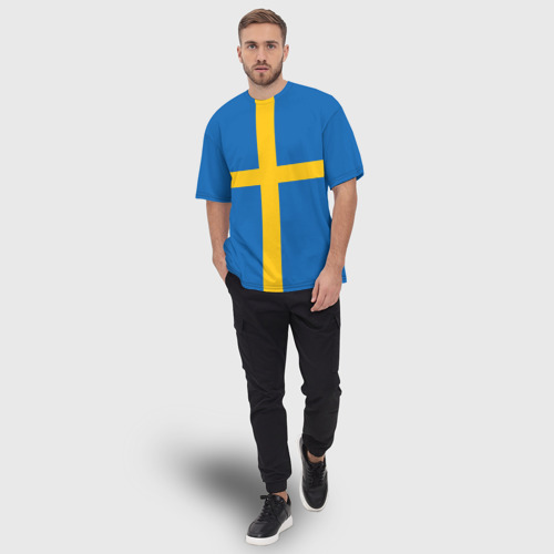 Мужская футболка oversize 3D Флаг Швеции, цвет 3D печать - фото 5