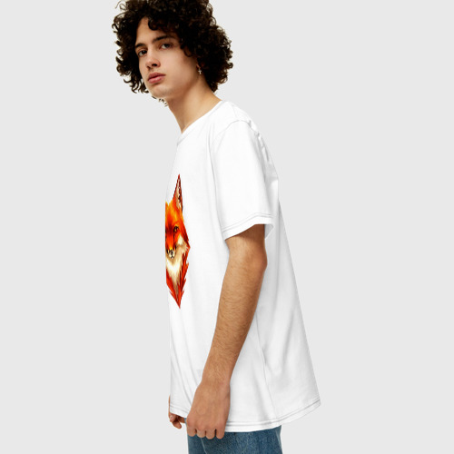 Мужская футболка хлопок Oversize Лис, цвет белый - фото 5