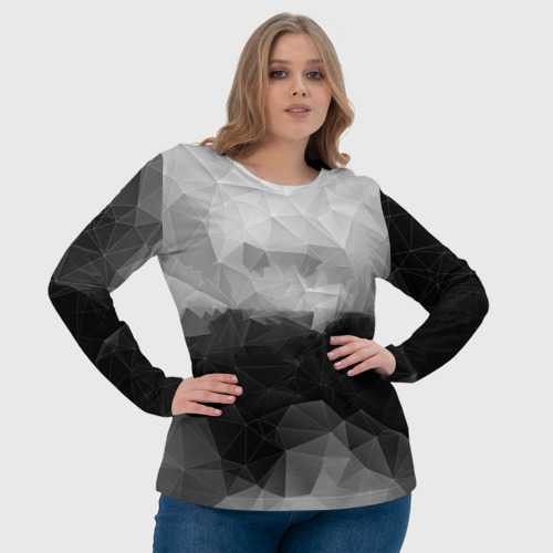 Женский лонгслив 3D с принтом Polygon gray, фото #4