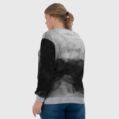 Женский свитшот 3D с принтом Polygon gray, вид сзади #2