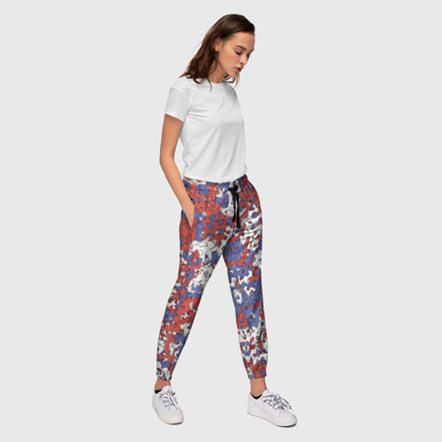 Женские брюки 3D Бело-сине-красный камуфляж, цвет 3D печать - фото 5