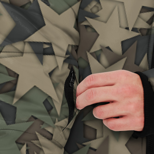 Мужская зимняя куртка 3D с принтом Камуфляж со звездами, вид сбоку #3