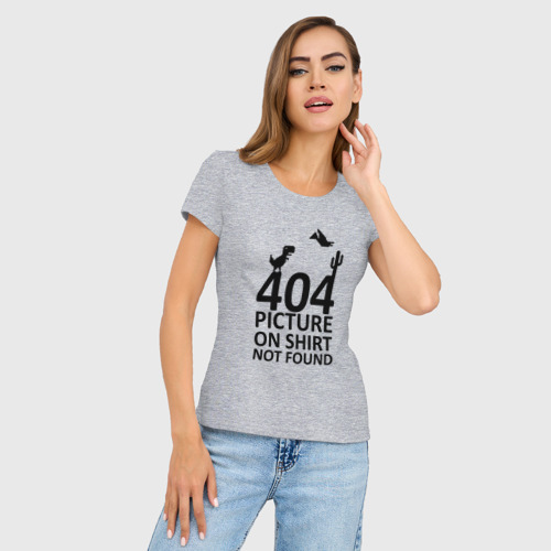 Женская футболка хлопок Slim 404 not found, цвет меланж - фото 3