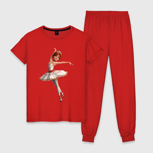 Женская пижама хлопок с принтом Балерина, вид спереди #2