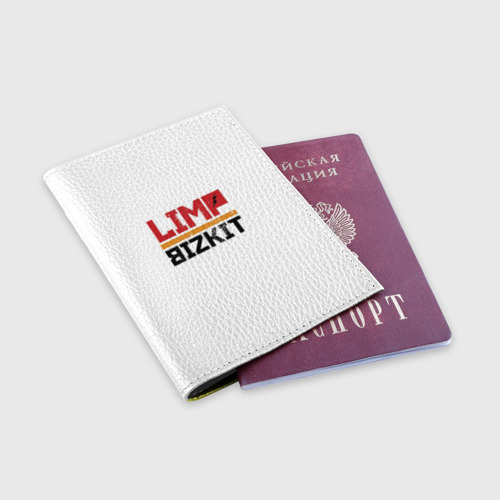 Обложка для паспорта матовая кожа Limp Bizkit Logo, цвет желтый - фото 3