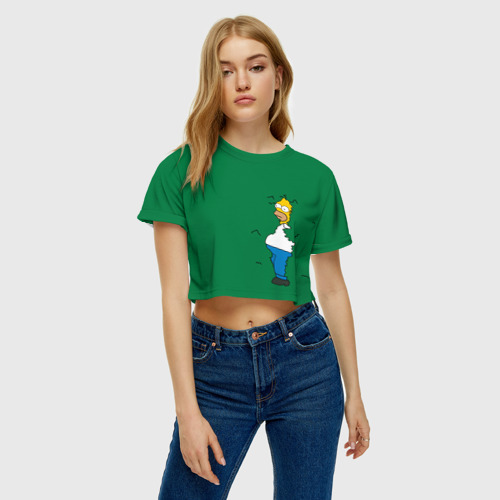 Женская футболка Crop-top 3D Green, цвет 3D печать - фото 4