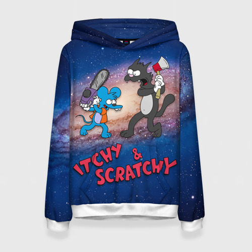 Женская толстовка 3D Itchy & Scratchy space, цвет 3D печать