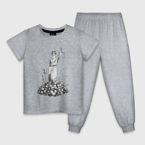 Детская пижама хлопок с принтом Фемида на костях, вид спереди #2