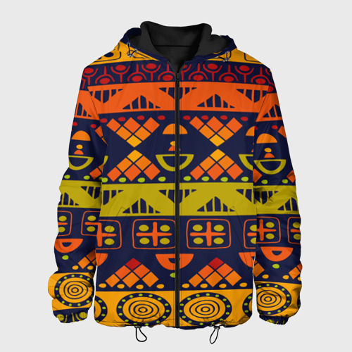 Мужская куртка 3D с принтом Африканские символы, вид спереди #2