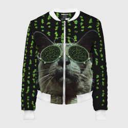 Женский бомбер 3D Кот в матрице мем