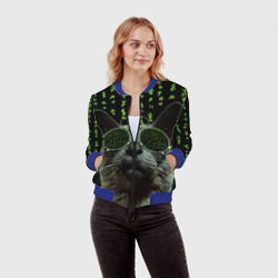 Женский бомбер 3D Кот в матрице мем - фото 2