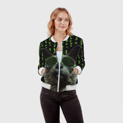 Женский бомбер 3D Кот в матрице мем - фото 2