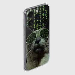 Чехол для iPhone 15 Pro Max силиконовый с защитой камеры Кот в матрице мем - фото 2