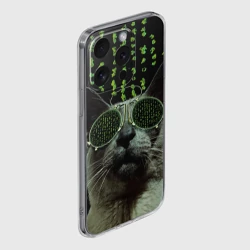 Чехол для iPhone 15 Pro силиконовый с защитой камеры Кот в матрице мем - фото 2