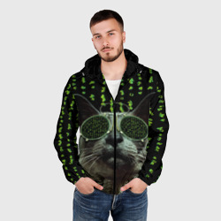 Мужская ветровка 3D Кот в матрице мем - фото 2