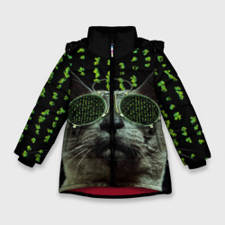 Зимняя куртка для девочек 3D Кот в матрице
