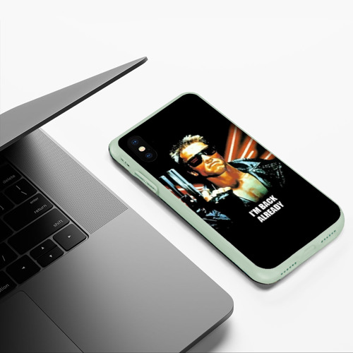 Чехол для iPhone XS Max матовый Терминатор: Я уже вернулся. 3D, цвет салатовый - фото 5