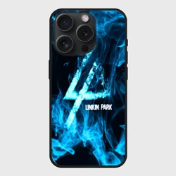 Чехол силиконовый для Apple iPhone 15 Pro Мax матовый Linkin Park синий дым