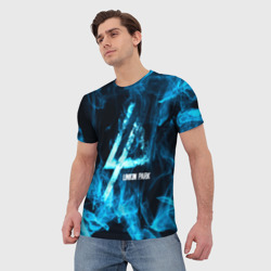 Мужская футболка 3D Linkin Park синий дым - фото 2