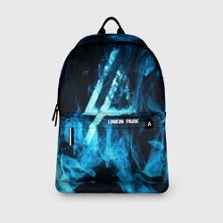 Рюкзак с принтом Linkin Park синий дым для любого человека, вид спереди №3. Цвет основы: белый