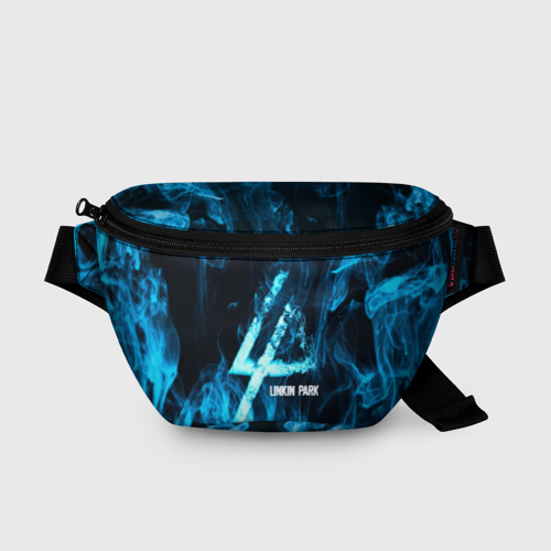 Поясная сумка 3D с принтом Linkin Park синий дым, вид спереди #2