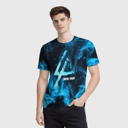 Мужская футболка 3D Linkin Park синий дым - фото 2