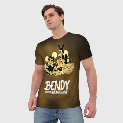 Мужская футболка 3D Bendy and the ink machine (3D), цвет 3D печать - фото 3