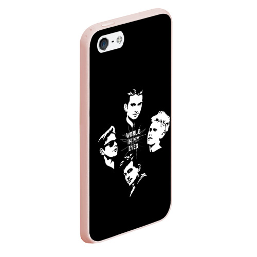 Чехол для iPhone 5/5S матовый Depeche modeworld in my eyes, цвет светло-розовый - фото 3