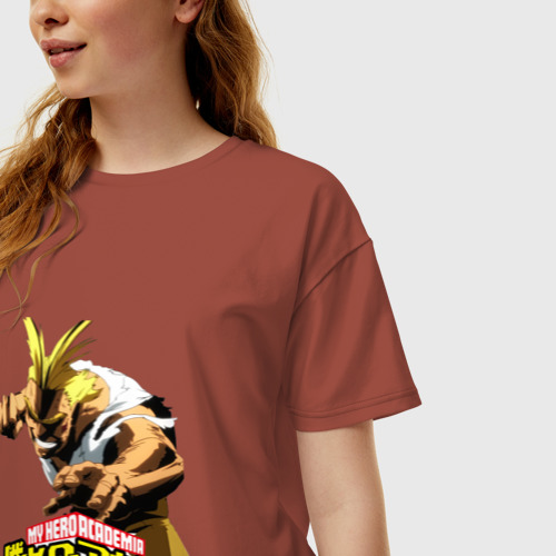 Женская футболка хлопок Oversize Моя геройская академия, цвет кирпичный - фото 3