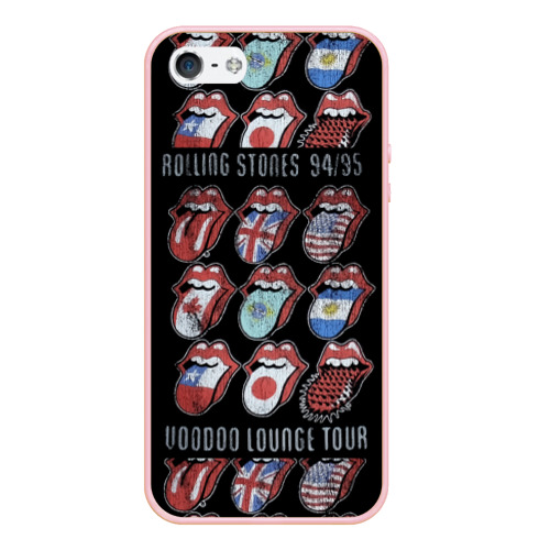 Чехол для iPhone 5/5S матовый The Rolling Stones, цвет светло-розовый