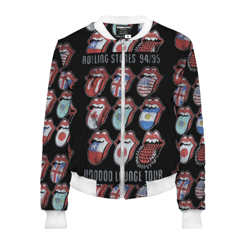 Женский бомбер 3D The Rolling Stones, цвет белый