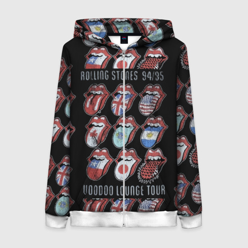 Женская толстовка 3D на молнии The Rolling Stones, цвет белый