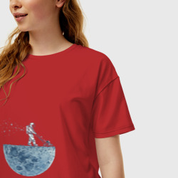 Женская футболка хлопок Oversize Стрижет луну - фото 2