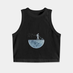 Женская укороченная майка-топ хлопок Стрижет луну