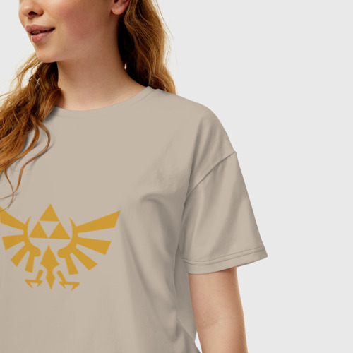 Женская футболка хлопок Oversize The Legend of Zelda, цвет миндальный - фото 3