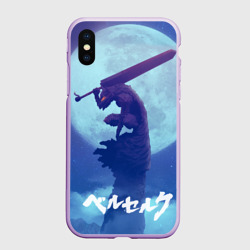 Чехол для iPhone XS Max матовый Гатс на фоне Луны. Берсерк