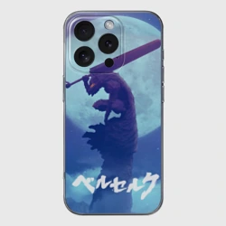 Чехол для iPhone 16 Pro Max силиконовый с защитой камеры Гатс на фоне Луны. Берсерк