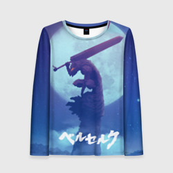 Женский лонгслив 3D Гатс на фоне Луны. Берсерк