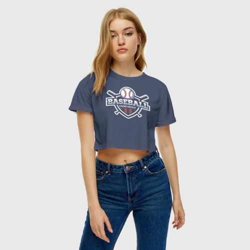 Женская футболка Crop-top 3D Baseball, цвет 3D печать - фото 3