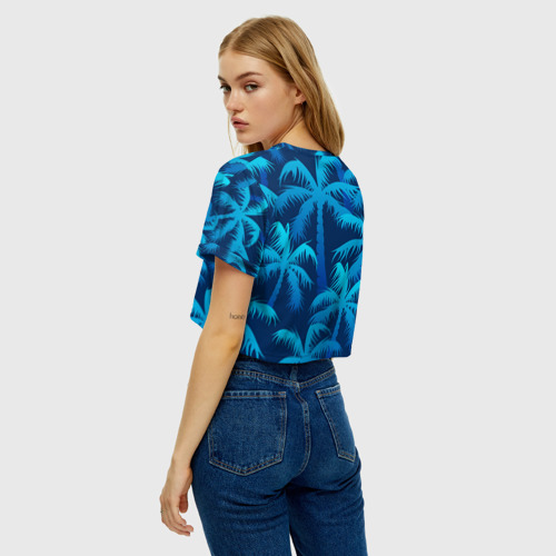 Женская футболка Crop-top 3D Пальмы, цвет 3D печать - фото 5