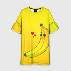 Детское платье 3D Kawaii Banana love - full yellow