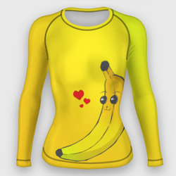 Женский рашгард 3D Kawaii Banana love - full yellow