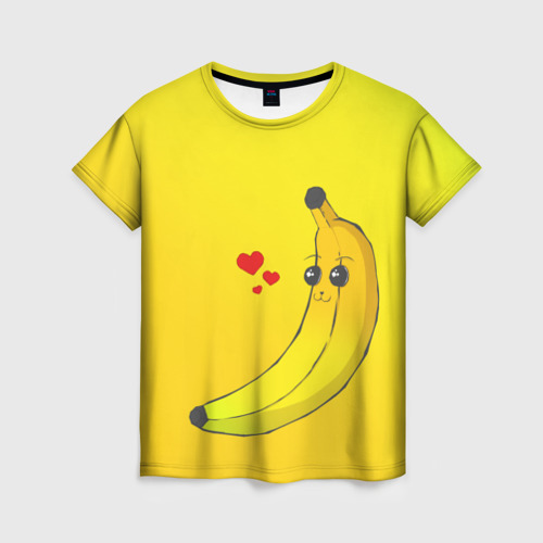Женская футболка 3D Kawaii Banana love - full yellow