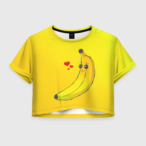 Женская футболка Crop-top 3D Kawaii Banana love - full yellow, цвет 3D печать