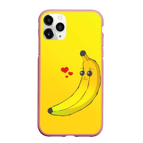 Чехол для iPhone 11 Pro Max матовый Kawaii Banana love - full yellow, цвет баблгам