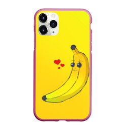 Чехол для iPhone 11 Pro Max матовый Kawaii Banana love - full yellow