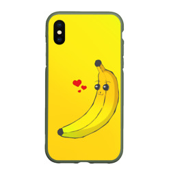 Чехол для iPhone XS Max матовый Kawaii Banana love - full yellow