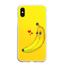 Чехол для iPhone XS Max матовый Kawaii Banana love - full yellow