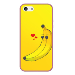 Чехол для iPhone 5/5S матовый Kawaii Banana love - full yellow