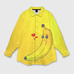 Женская рубашка oversize 3D Kawaii Banana love - full yellow